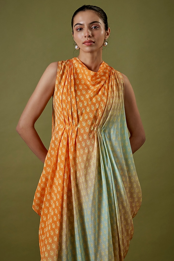 Orange-Blue Ombre Crepe Co-Ord Set by Sva By Sonam & Paras Modi at Pernia's Pop Up Shop