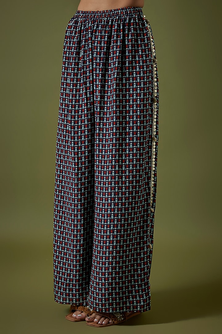 Blue Crepe Printed Co-Ord Set by Sva By Sonam & Paras Modi at Pernia's Pop Up Shop