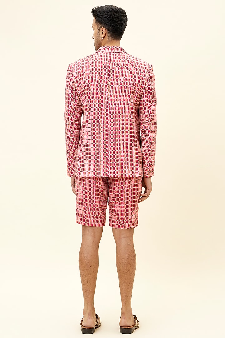 Red & Orange Crepe Silk Printed Blazer Set by SVA BY SONAM & PARAS MODI Men at Pernia's Pop Up Shop