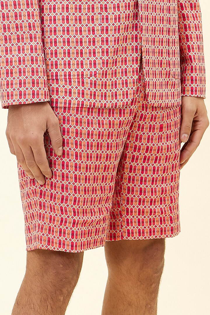Red & Orange Crepe Silk Printed Blazer Set by SVA BY SONAM & PARAS MODI Men at Pernia's Pop Up Shop