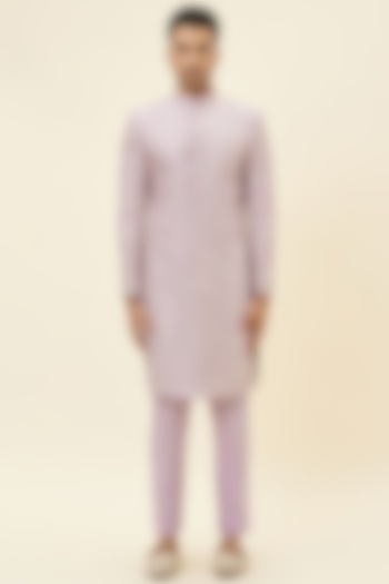 Lilac Silk Sherwani Set by SVA BY SONAM & PARAS MODI Men