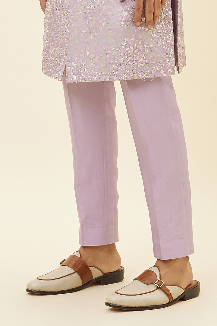 Lilac Silk Groom Sherwani Set by SVA BY SONAM & PARAS MODI Men at Pernia's Pop Up Shop