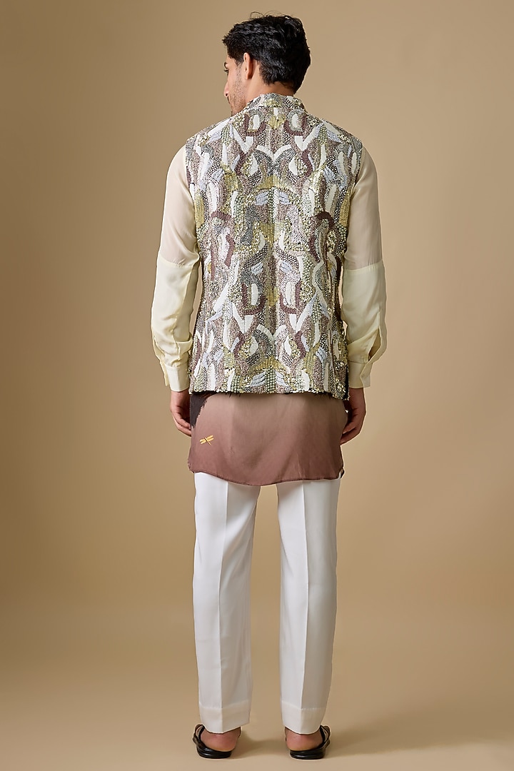Multi-Colored Silk Bundi Jacket by Sva By Sonam & Paras Modi Men at Pernia's Pop Up Shop