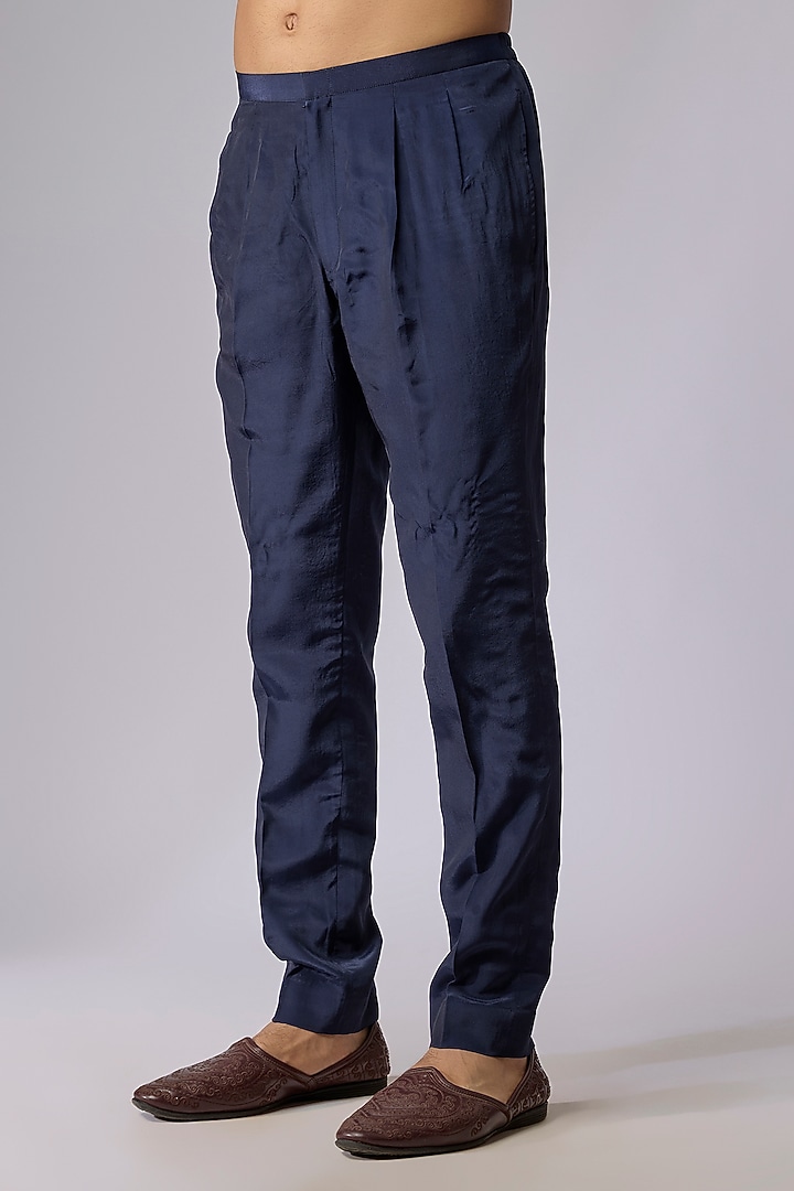 Blue Silk Groom Sherwani Set by Sva By Sonam & Paras Modi Men at Pernia's Pop Up Shop