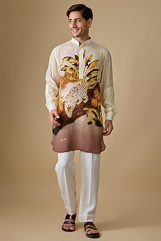 Multi-Colored Crepe Kurta by Sva By Sonam & Paras Modi Men