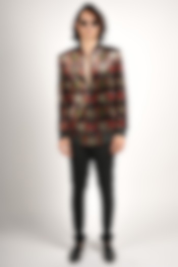 Multi-Colored Velvet Bomber Jacket by SVA BY SONAM & PARAS MODI Men at Pernia's Pop Up Shop