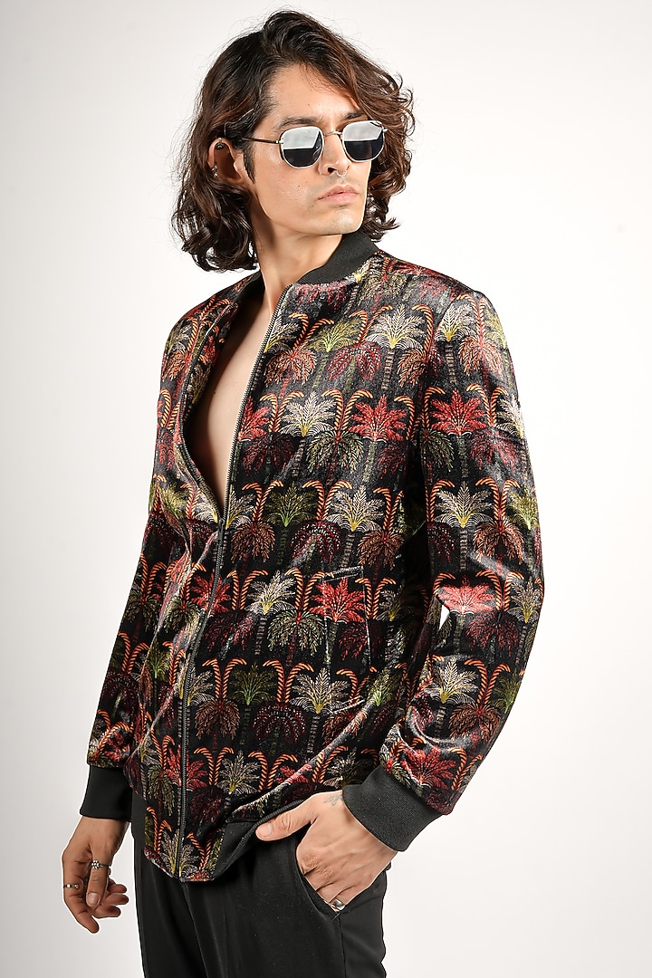 Multi-Colored Velvet Bomber Jacket by SVA BY SONAM & PARAS MODI Men at Pernia's Pop Up Shop