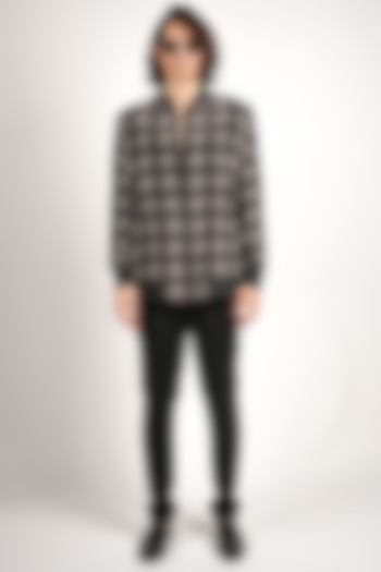 Black Crepe Motifs Bomber Jacket by SVA BY SONAM & PARAS MODI Men at Pernia's Pop Up Shop