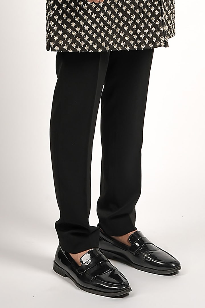 Black Silk Embellished Groom Sherwani Set by SVA BY SONAM & PARAS MODI Men at Pernia's Pop Up Shop