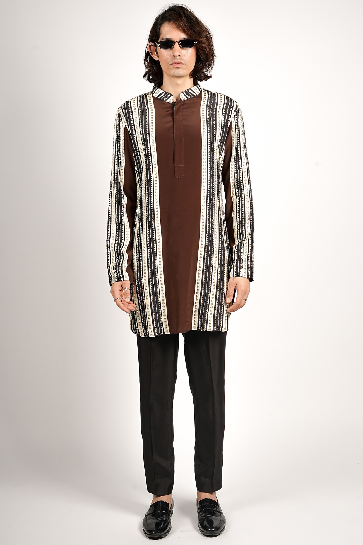 Sva By Sonam & Paras Modi Multi-Colored Crepe Striped Kurta Set