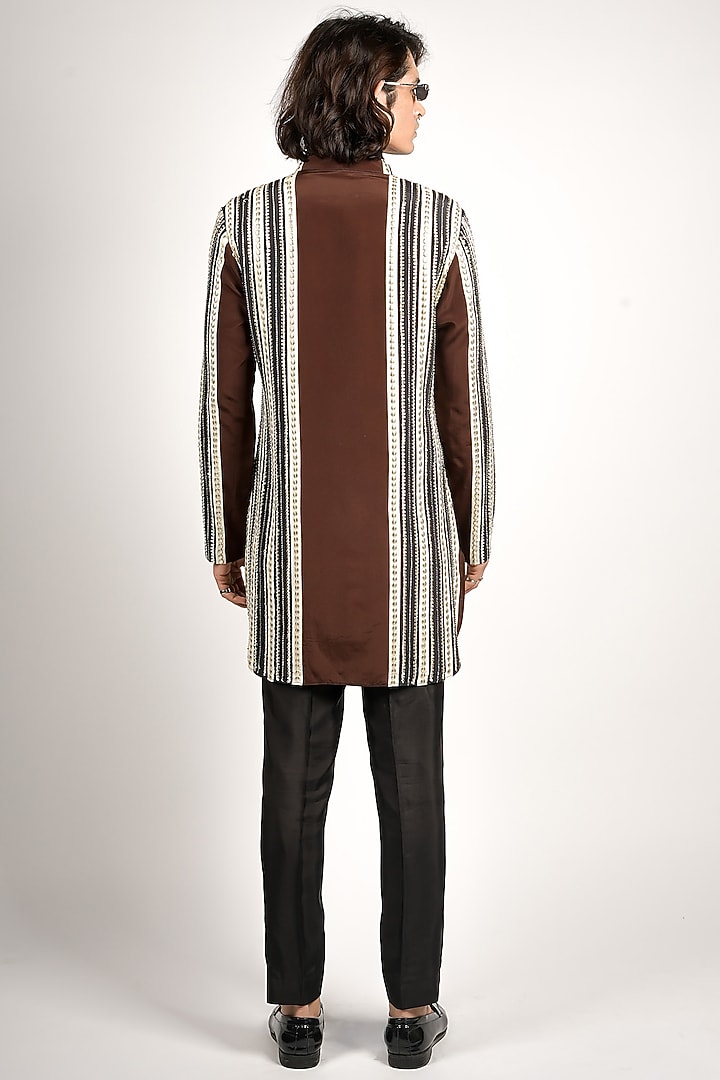 Multi-Colored Crepe Striped Kurta Set by Sva By Sonam & Paras Modi Men at Pernia's Pop Up Shop