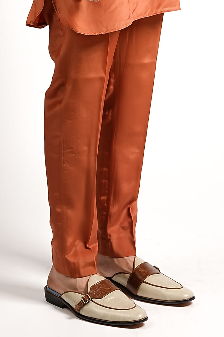Rust Orange Crepe Embroidered Bundi Jacket Set by Sva By Sonam & Paras Modi Men at Pernia's Pop Up Shop