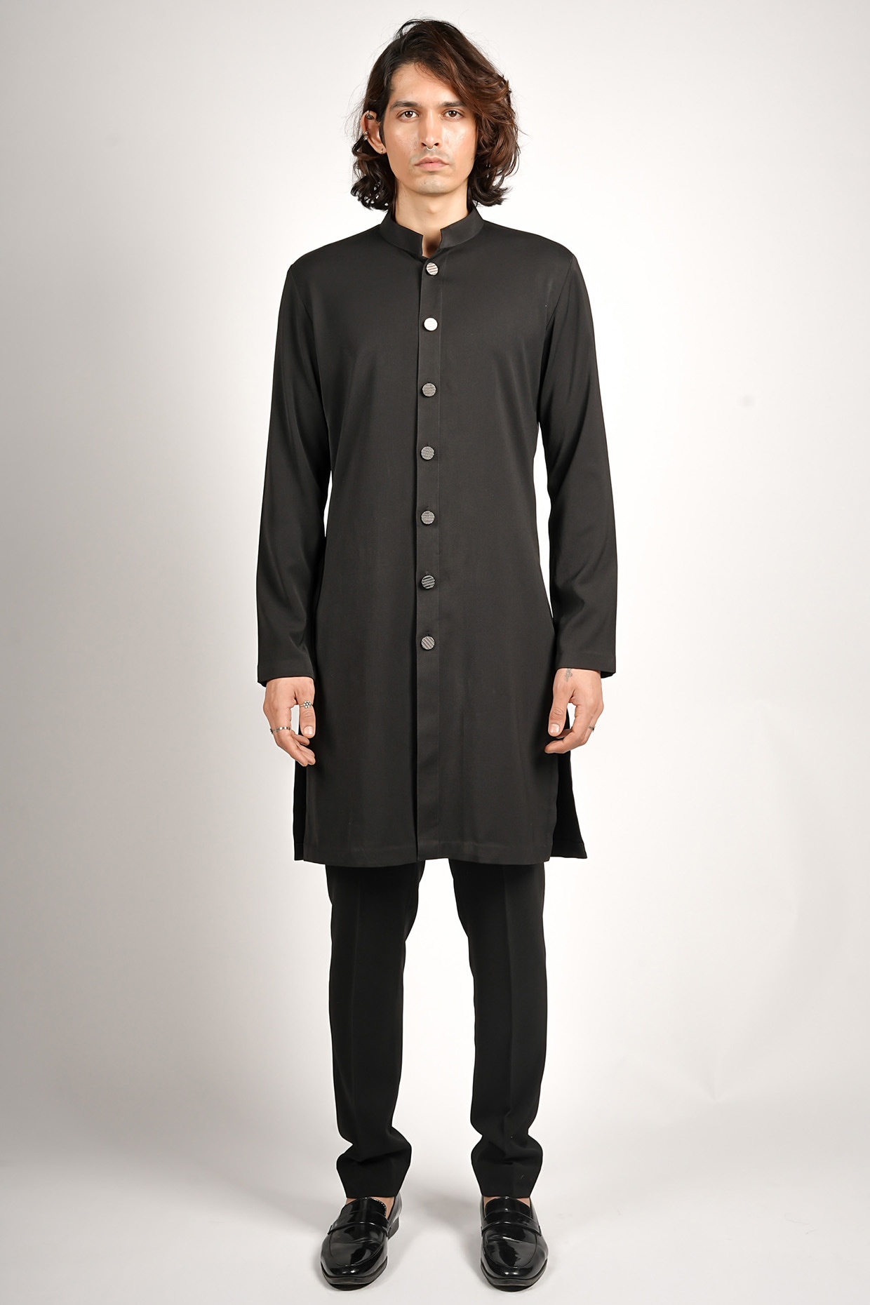 Sva By Sonam & Paras Modi Black Volvo Fabric Kurta Set