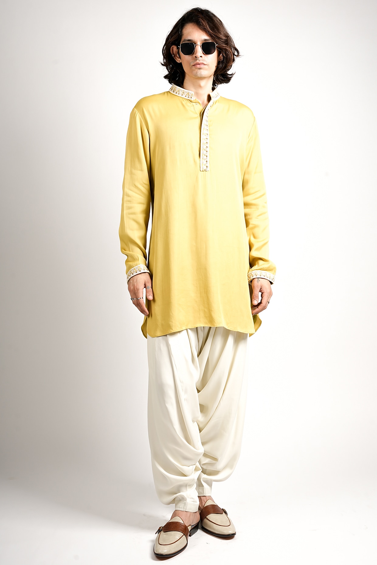 Sva By Sonam & Paras Modi Lime Green Silk Embroidered Kurta Set