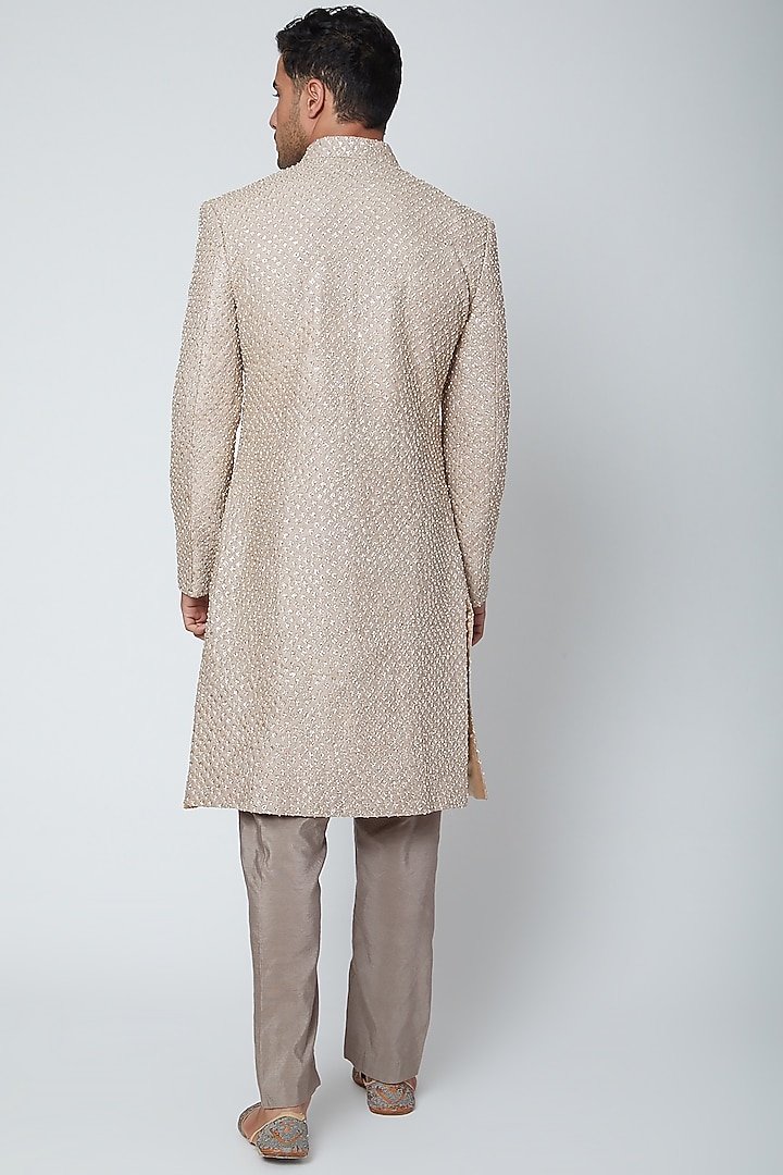 Grey Embroidered Groom Sherwani by SVA BY SONAM & PARAS MODI Men at Pernia's Pop Up Shop