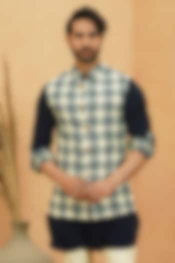 Ivory Crepe Bundi Jacket by Sva By Sonam & Paras Modi Men