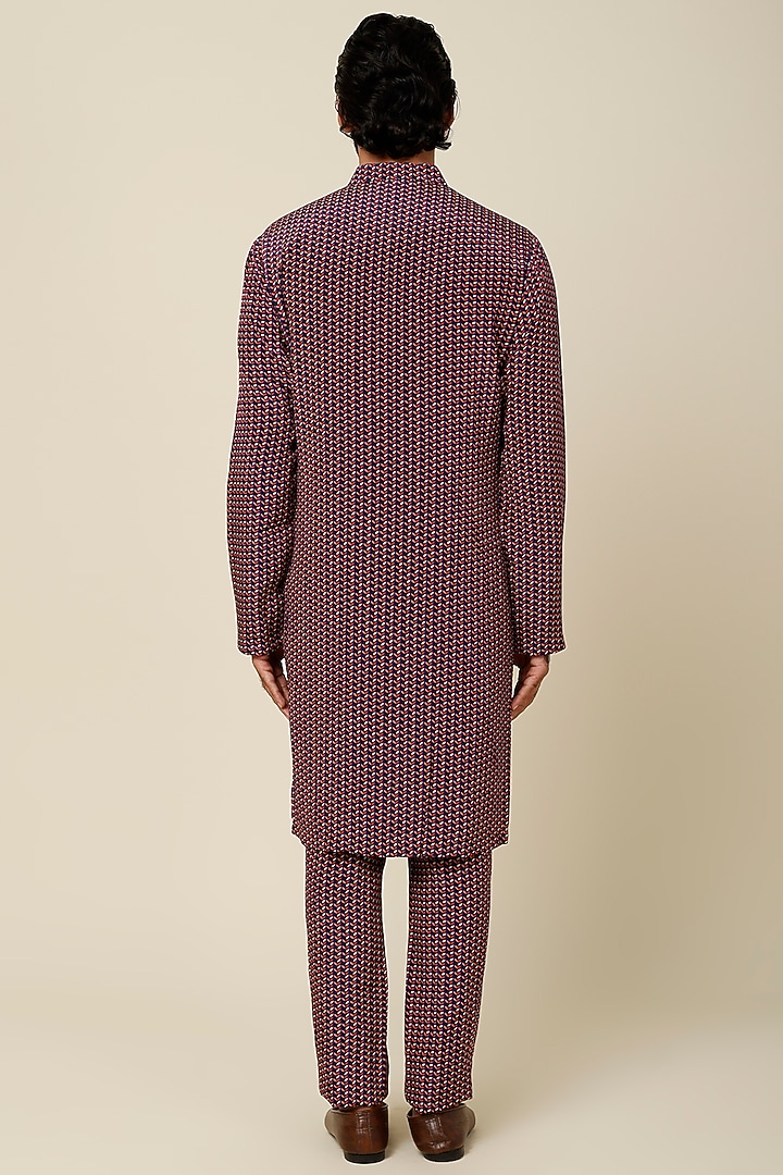 Cobalt Blue Digital Printed Kurta Set by Sva By Sonam & Paras Modi Men at Pernia's Pop Up Shop