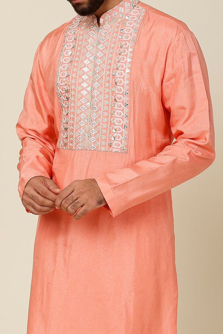 Coral Embroidered kurta Set by Sva By Sonam & Paras Modi Men at Pernia's Pop Up Shop