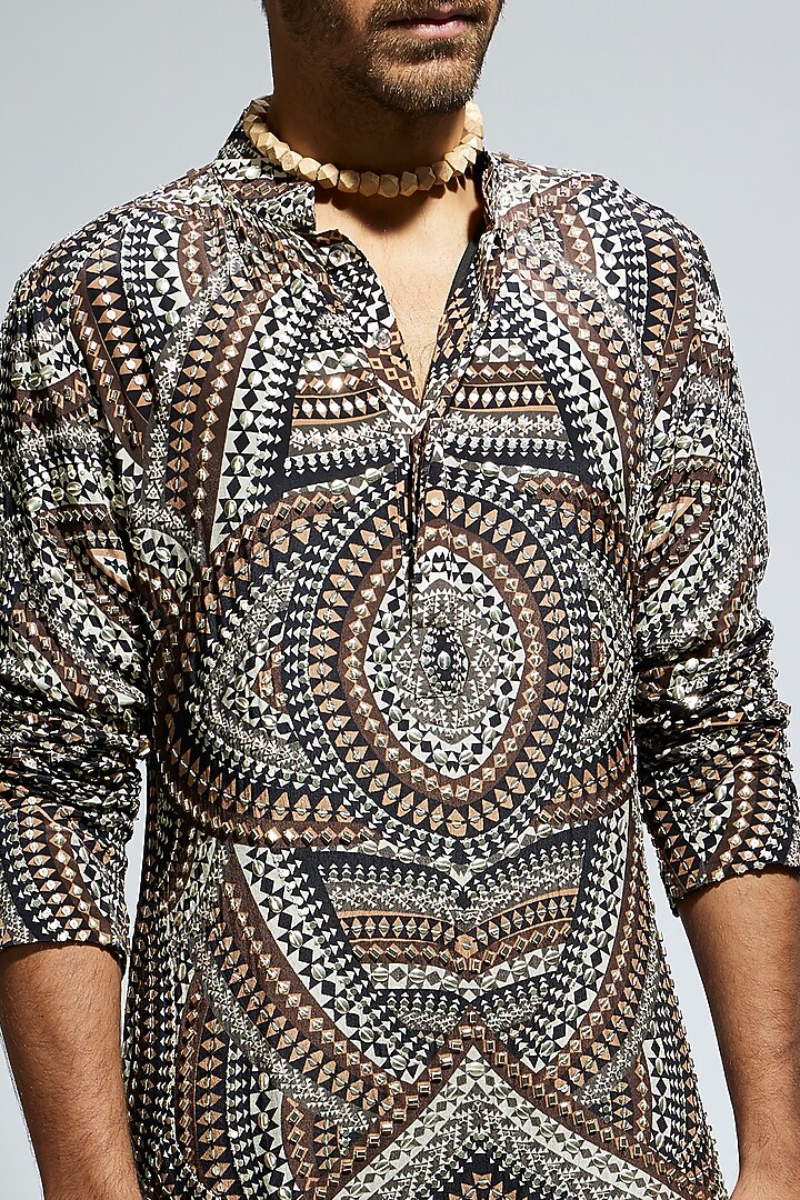Brown Crepe Kurta Set by Sva By Sonam & Paras Modi Men at Pernia's Pop Up Shop