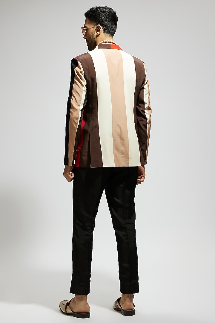 And Black Orange Blazer Mens Orange Silk Striped Blazer By Sva By