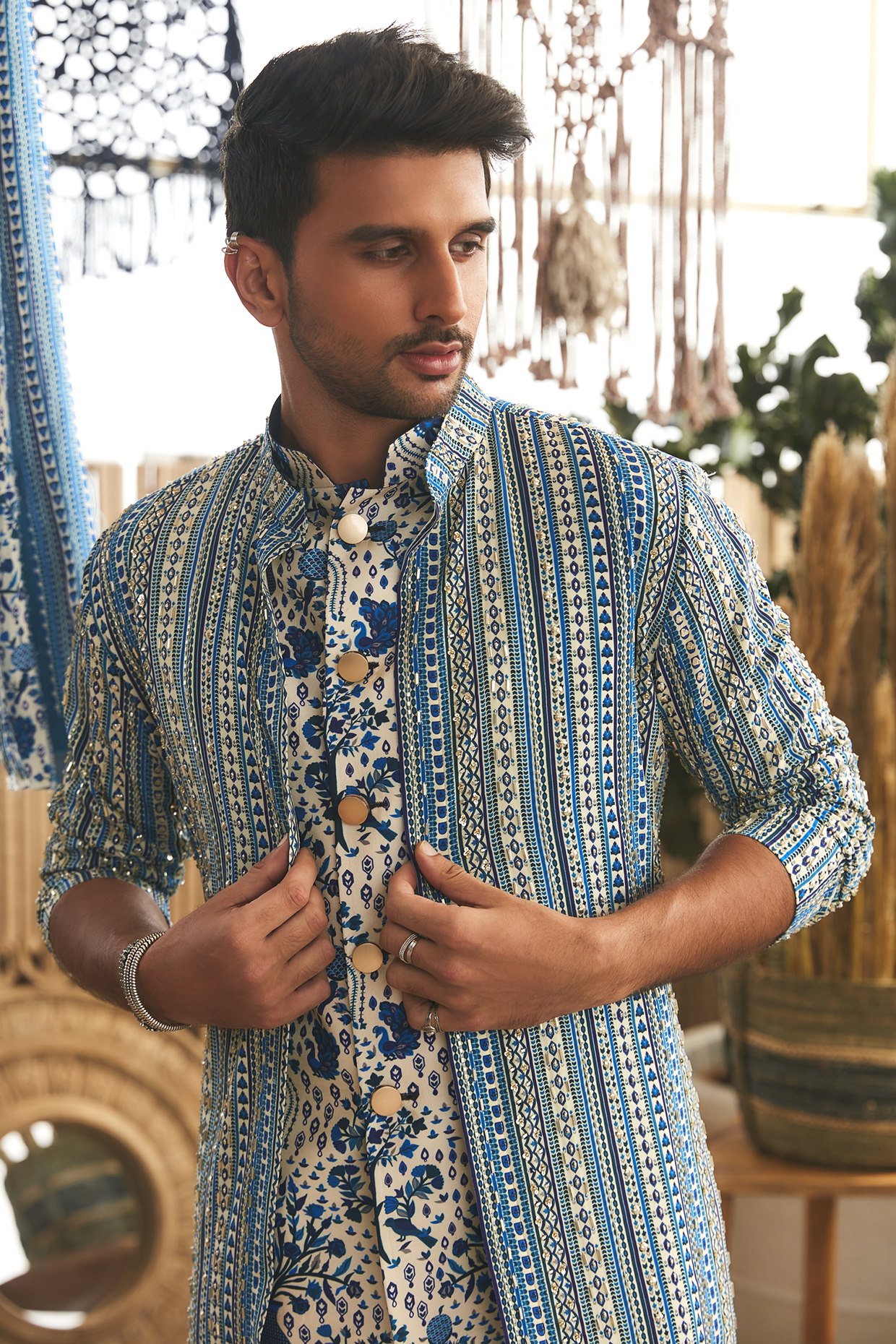 printed indo western mens