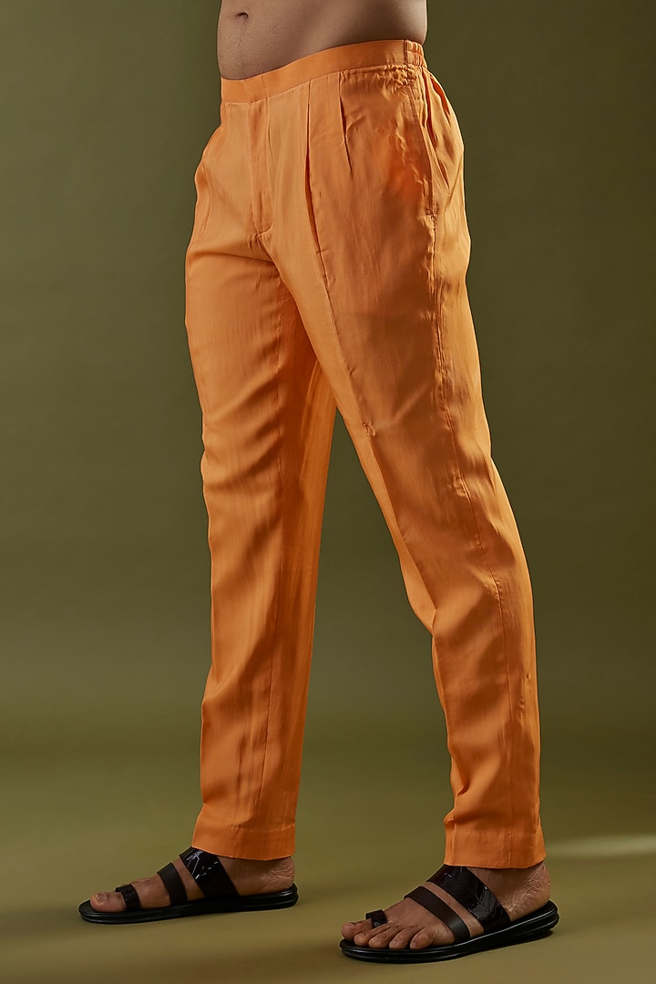 Orange Habutai Silk Embroidered Kurta Set by SVA BY SONAM & PARAS MODI Men at Pernia's Pop Up Shop