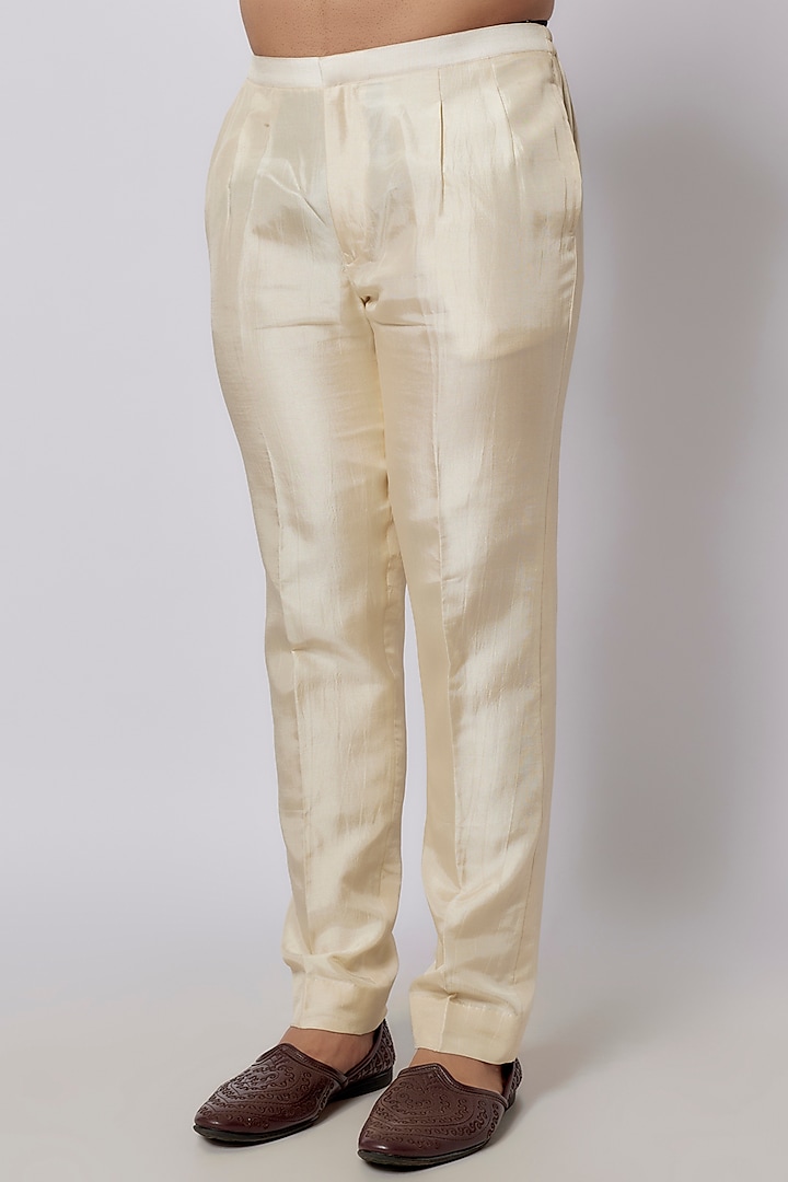 Ivory Silk Metal Embellished Wedding Bandhgala Set by SVA BY SONAM & PARAS MODI Men at Pernia's Pop Up Shop