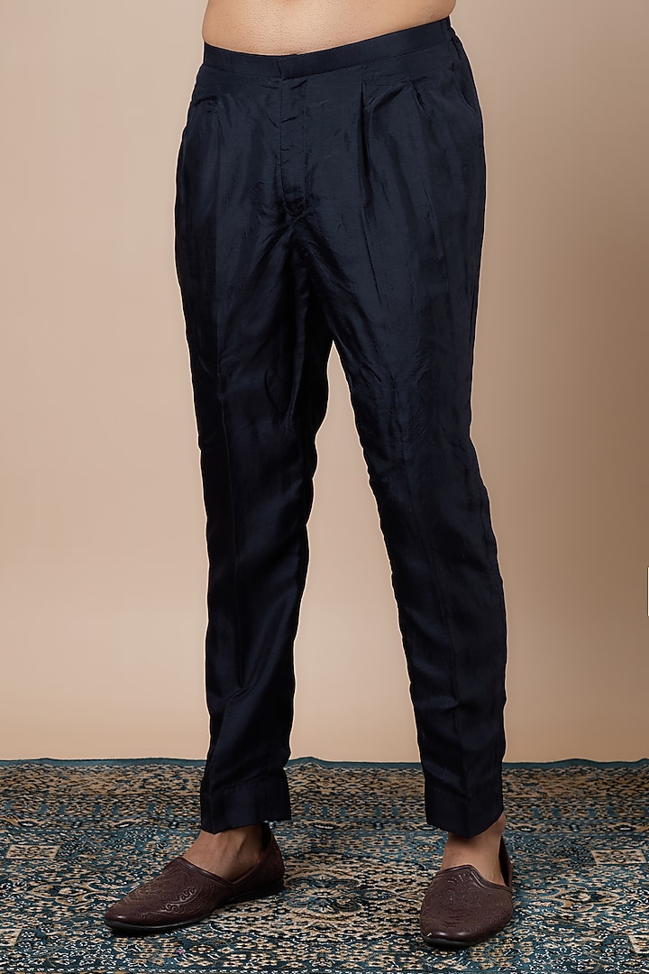 Blue Silk Embellished Bandhgala Jacket Set by SVA BY SONAM & PARAS MODI Men at Pernia's Pop Up Shop