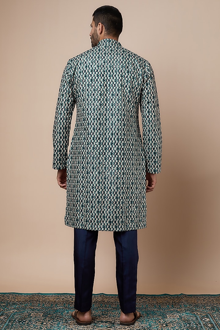 Multi-Colored Silk Embellished Kurta Set by SVA BY SONAM & PARAS MODI Men at Pernia's Pop Up Shop