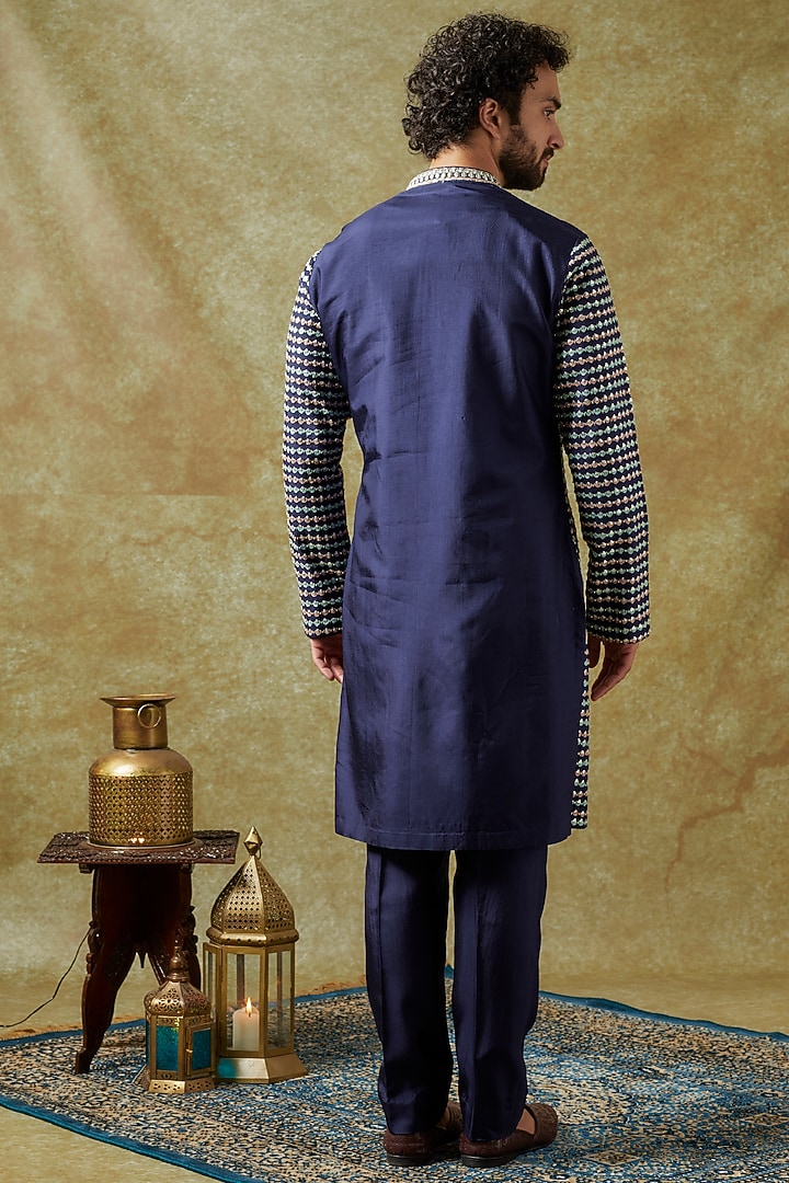 Multi-Colored Crepe Sequins Embroidered Kurta Set by SVA BY SONAM & PARAS MODI Men at Pernia's Pop Up Shop