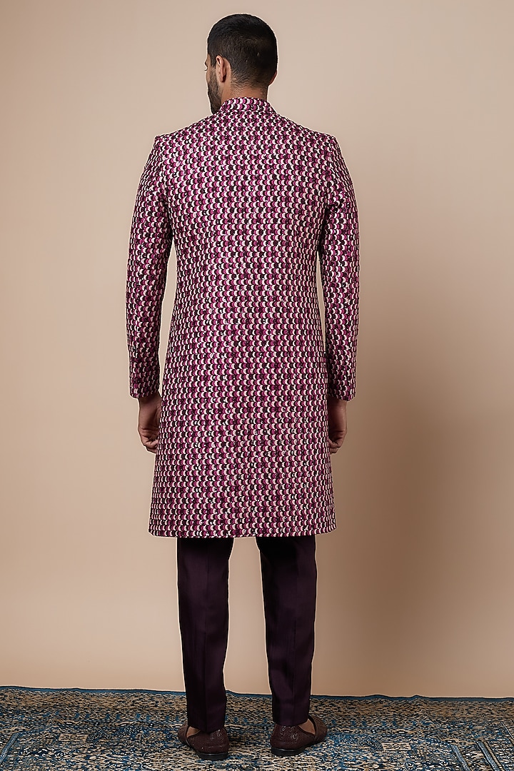 Multi-Colored Silk Embellished Groom Sherwani Set by SVA BY SONAM & PARAS MODI Men at Pernia's Pop Up Shop