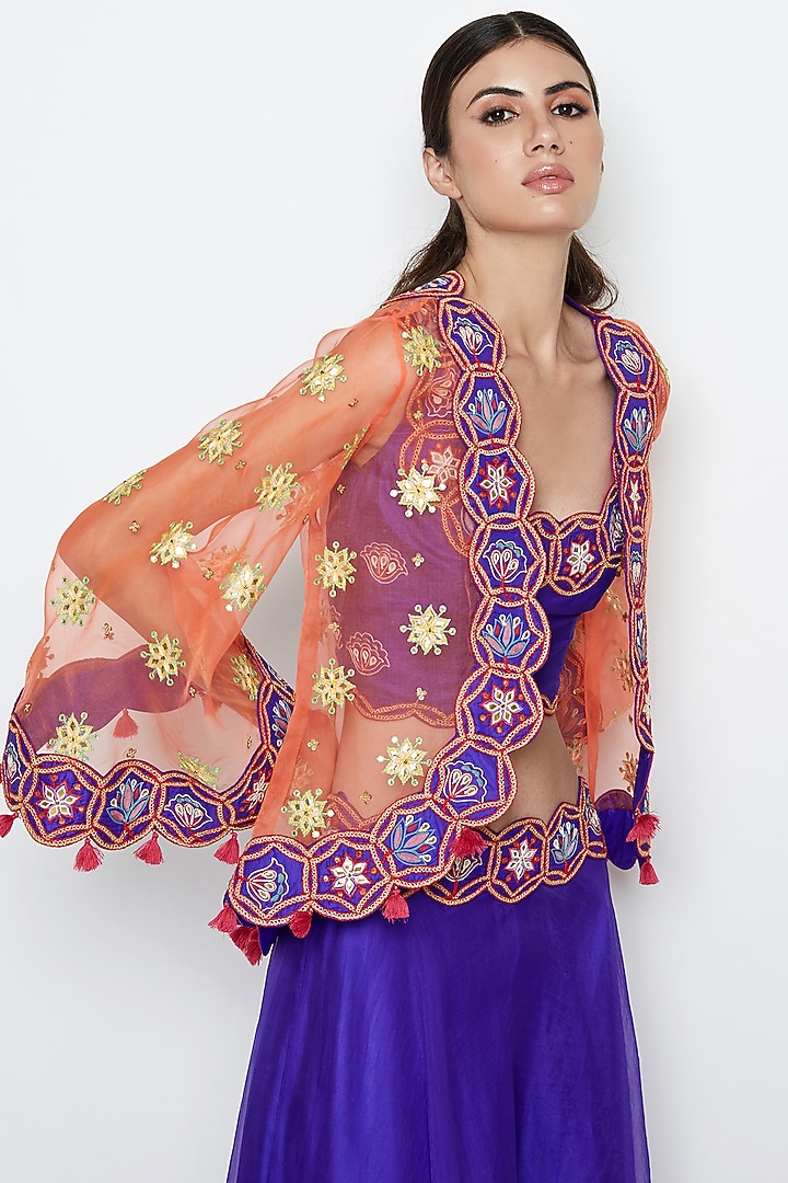 Purple Embroidered Wedding Lehenga Set by Swati Vijaivargie at Pernia's Pop Up Shop