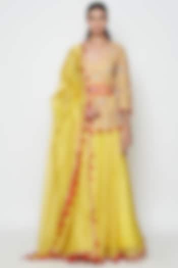 Yellow Embroidered Lehenga Set by Swati Vijaivargie