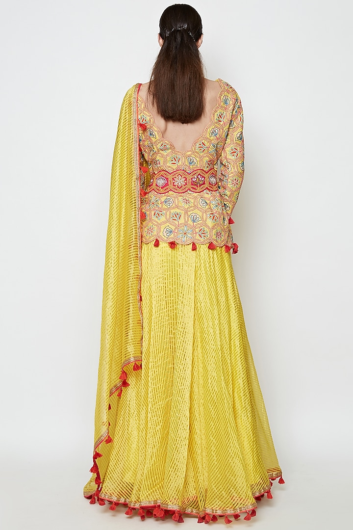 Yellow Embroidered Wedding Lehenga Set by Swati Vijaivargie at Pernia's Pop Up Shop