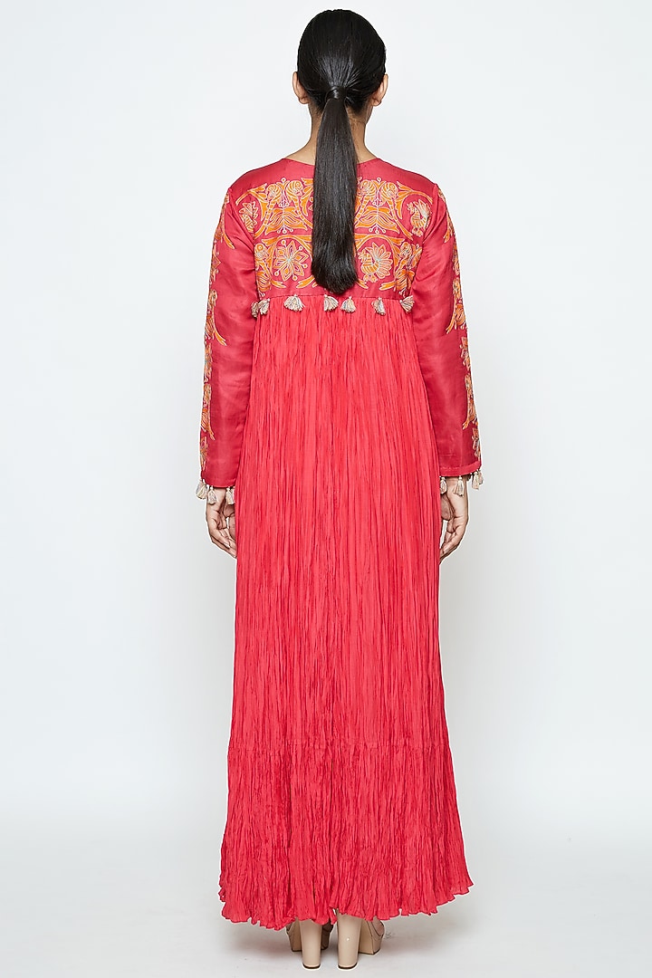 Fuchsia Cotton Silk Crushed Vacation Dress by Swati Vijaivargie at Pernia's Pop Up Shop