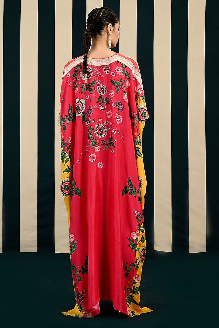 Red Habutai Silk Mirror Work Kaftan Set by Swati Vijaivargie at Pernia's Pop Up Shop