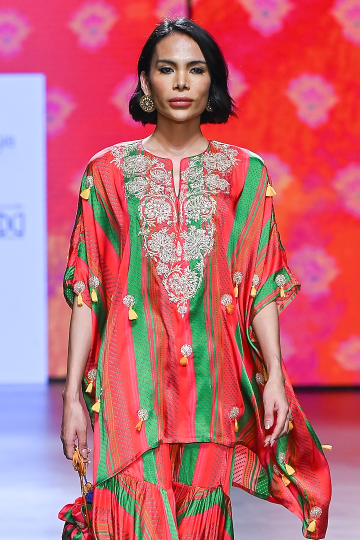 Multi-Colored Silk Wedding Sharara Set by Swati Vijaivargie at Pernia's Pop Up Shop