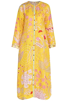 Yellow Jaal Printed Shirt Dress Design by Swati Vijaivargie at Pernia's ...