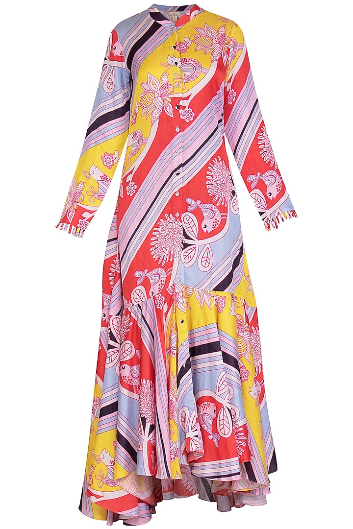 Multi Colored Printed Jacket Dress by Swati Vijaivargie