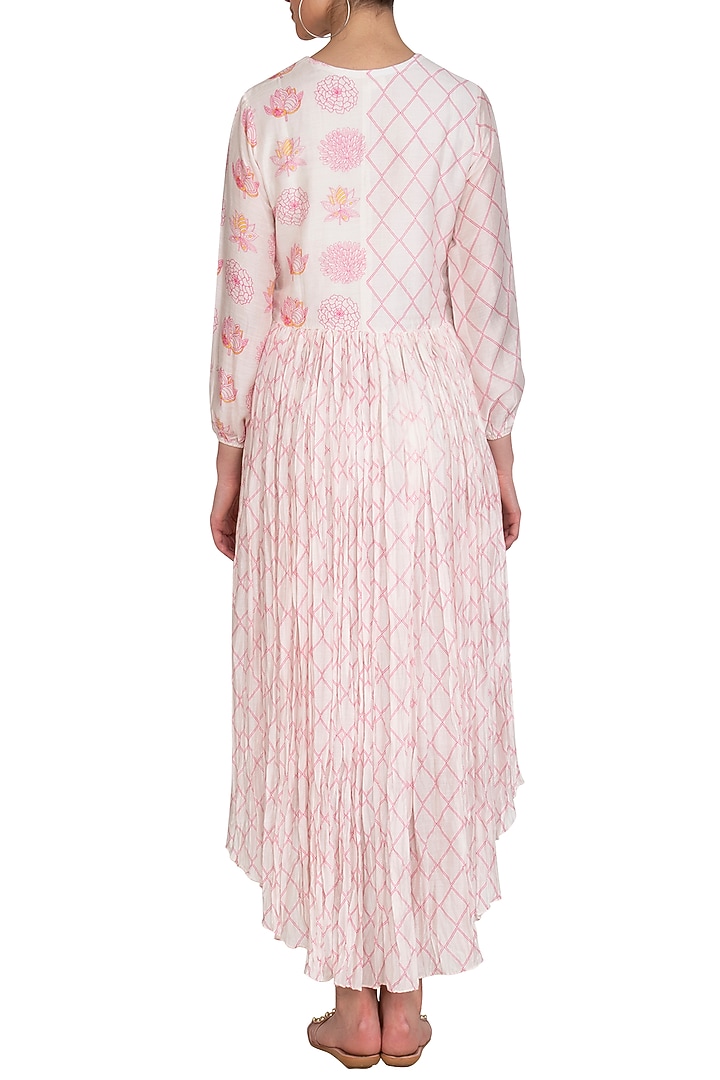 Ivory High-Low Printed Crushed Summer Dress by Swati Vijaivargie at Pernia's Pop Up Shop