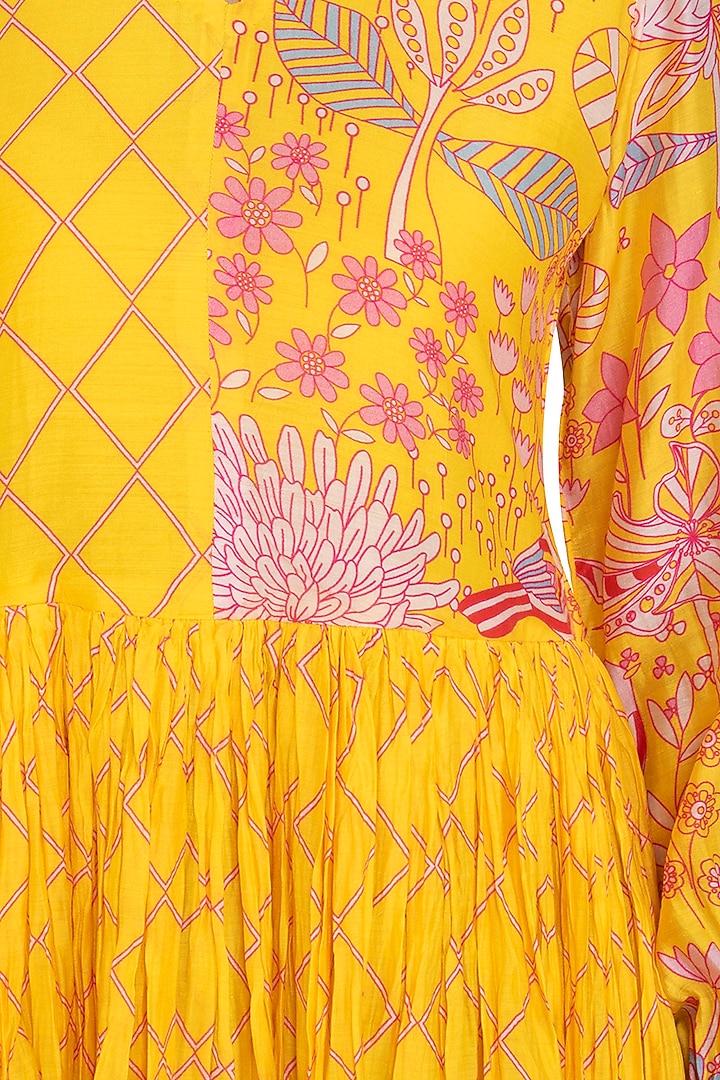 Yellow High-Low Printed Crushed Summer Dress by Swati Vijaivargie at Pernia's Pop Up Shop