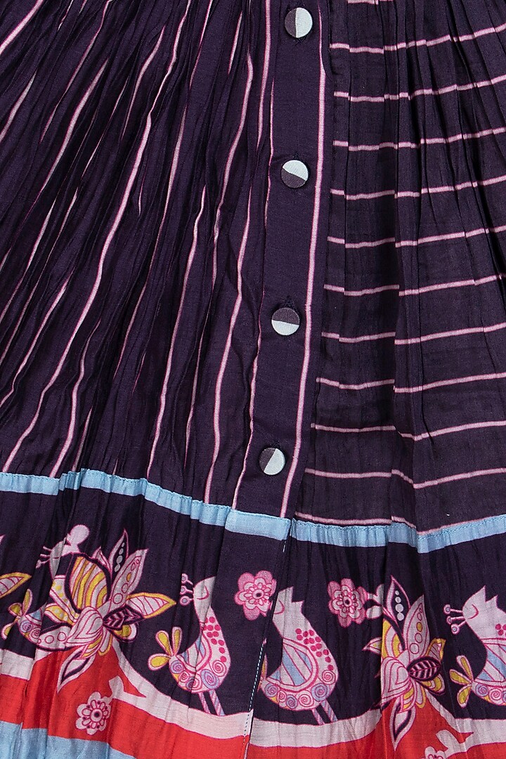 Navy Blue Printed Peplum Top by Swati Vijaivargie at Pernia's Pop Up Shop