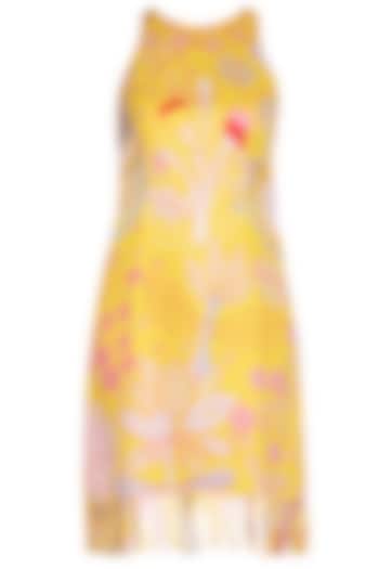 Yellow Jaal Printed Dress With Fringes by Swati Vijaivargie
