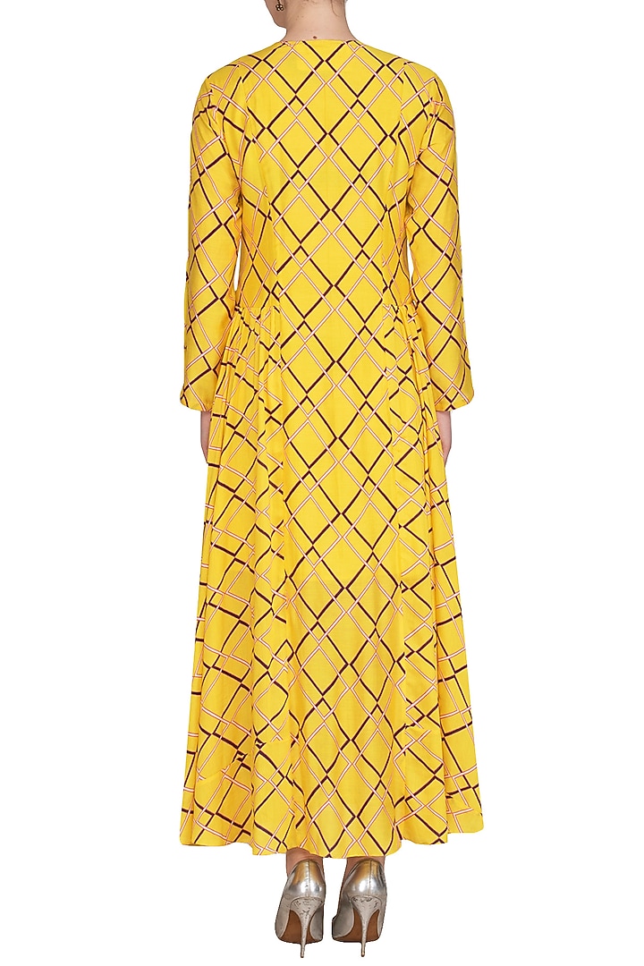 Yellow Cotton Silk Printed Tunic Summer Dress by Swati Vijaivargie at Pernia's Pop Up Shop