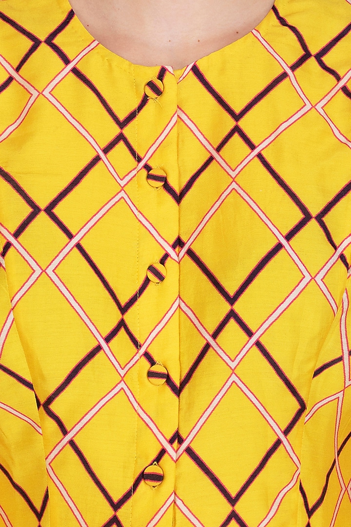Yellow Cotton Silk Printed Tunic Summer Dress by Swati Vijaivargie at Pernia's Pop Up Shop