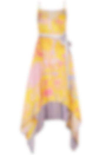 Yellow Jaal Printed Asymmetrical Wrap Dress by Swati Vijaivargie