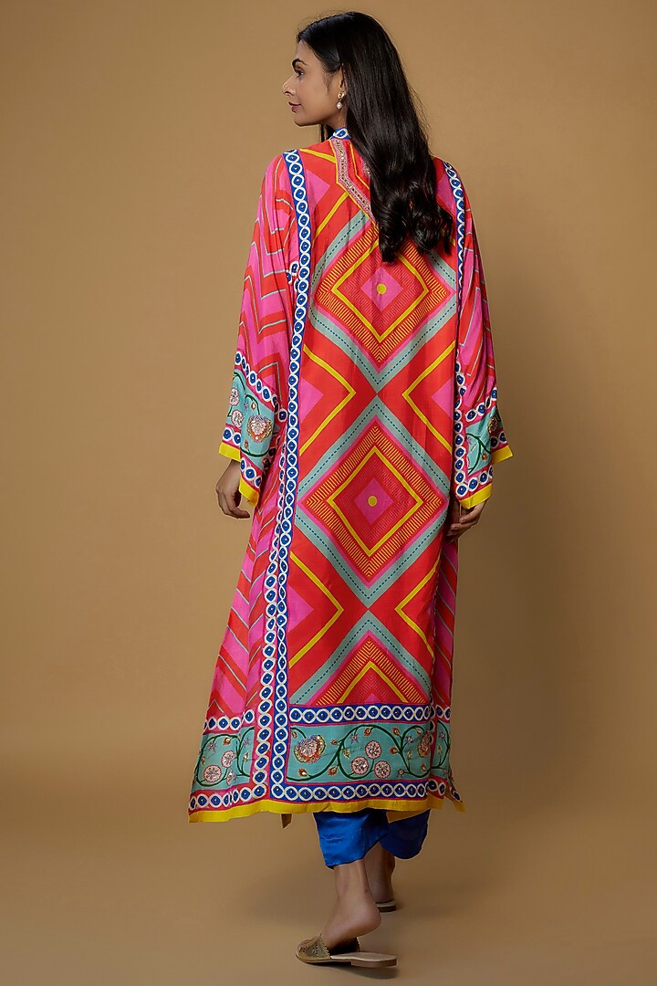 Multi-Colored Silk Hand Embroidered Kurta Set by Swati Vijaivargie at Pernia's Pop Up Shop