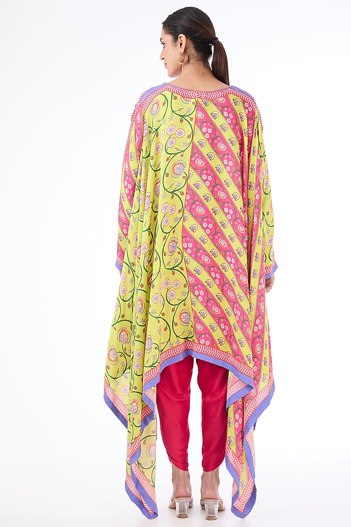 Red & Yellow Habutai Silk Printed Tunic Set by Swati Vijaivargie at Pernia's Pop Up Shop