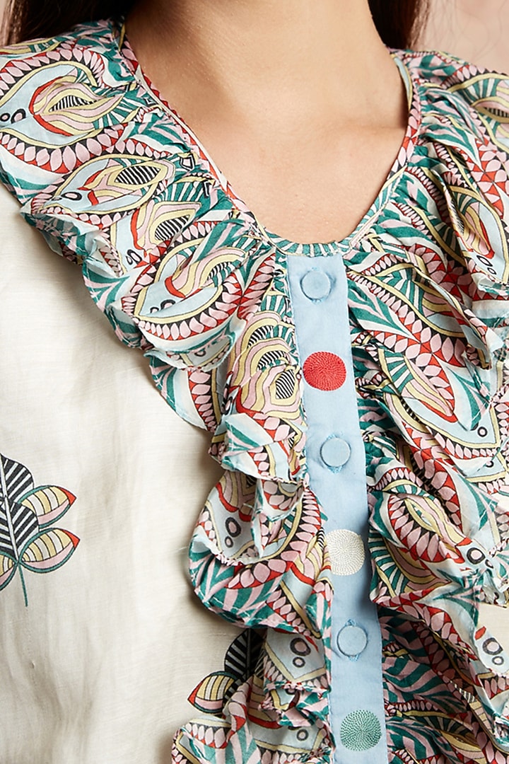 Ivory Aari Embroidered Summer Dress by Swati Vijaivargie at Pernia's Pop Up Shop