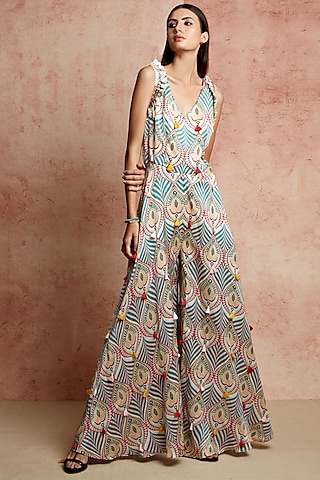 Multi Colored Jumpsuit With Tassels by Swati Vijaivargie